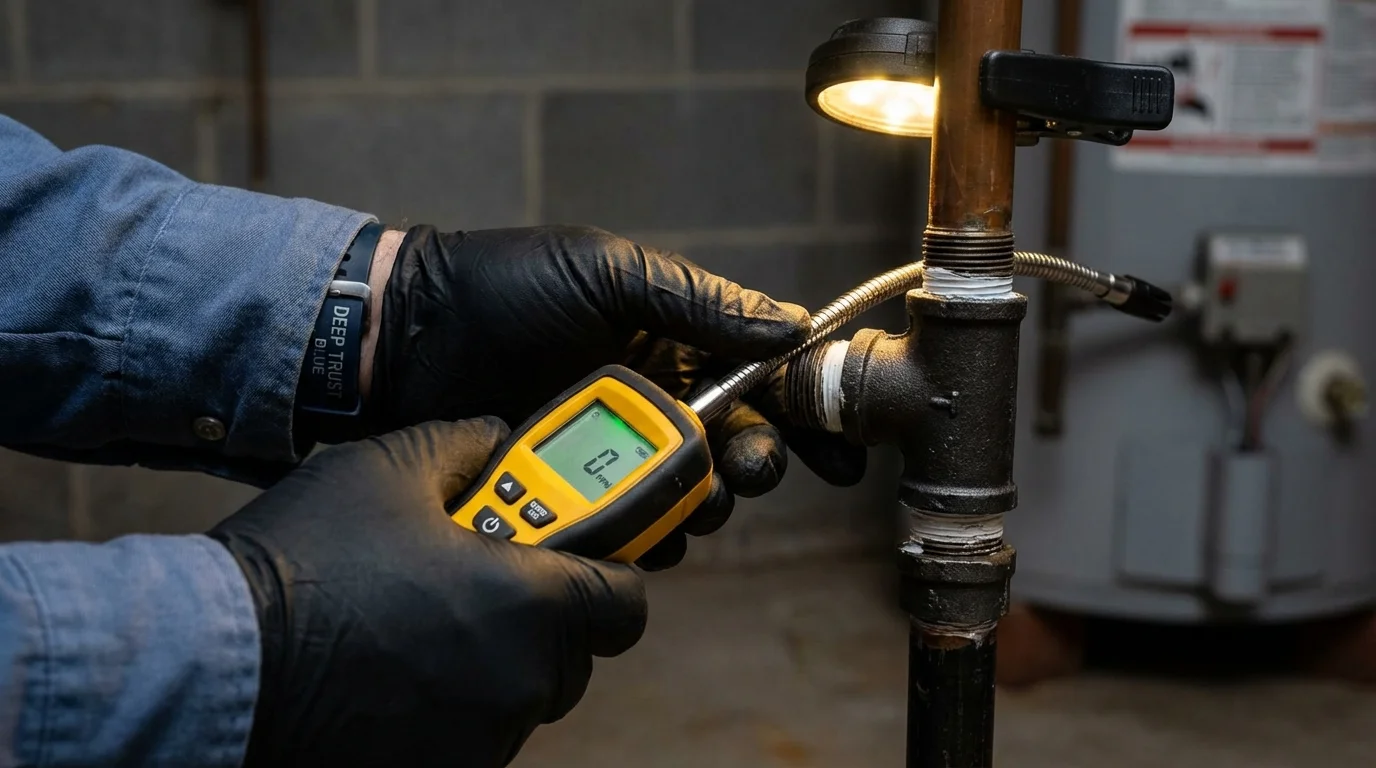 Gas leak detection with electronic sniffer by Johns Plumbing LLC in Kamiah