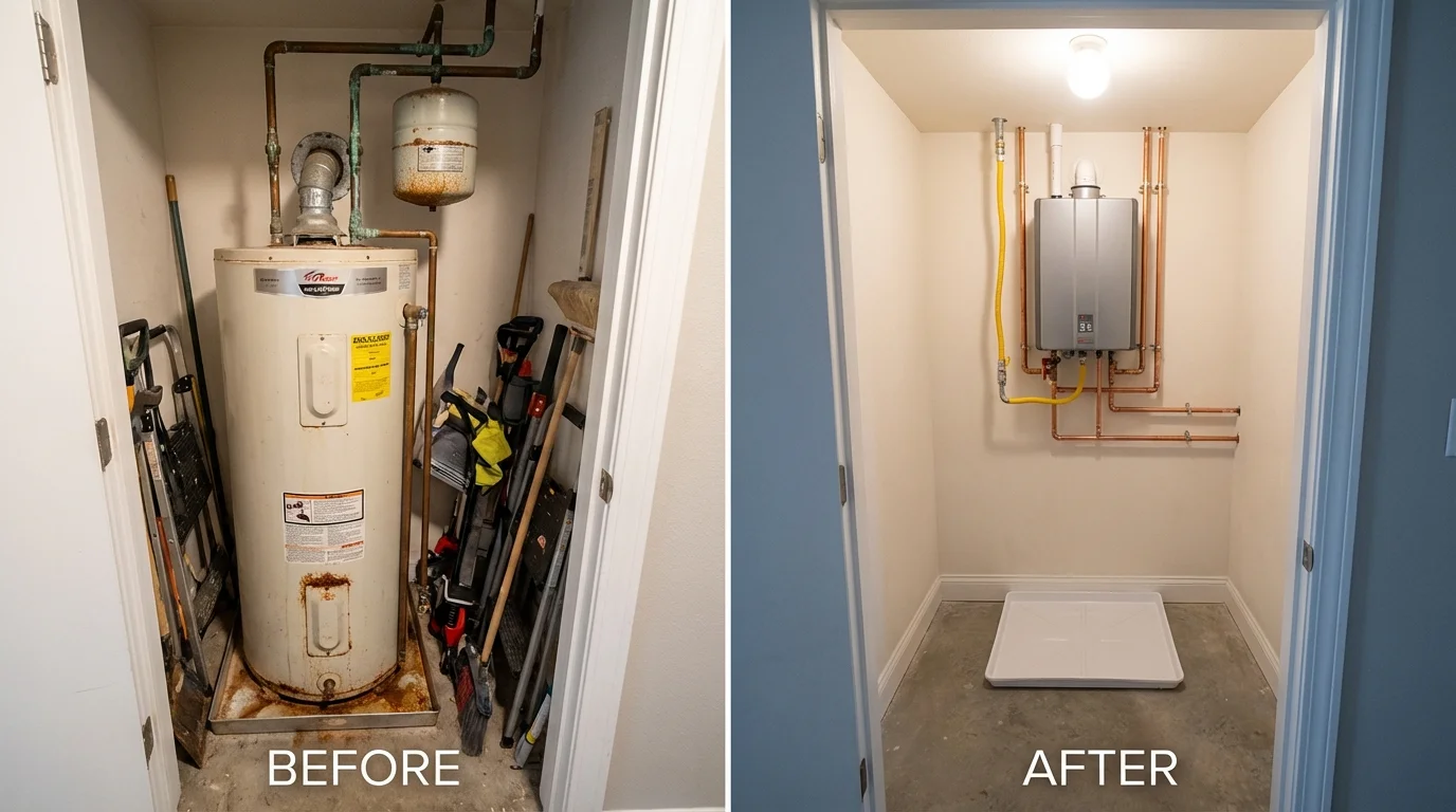 Tank water heater versus wall-mounted tankless unit comparison for Kamiah, ID homeowners